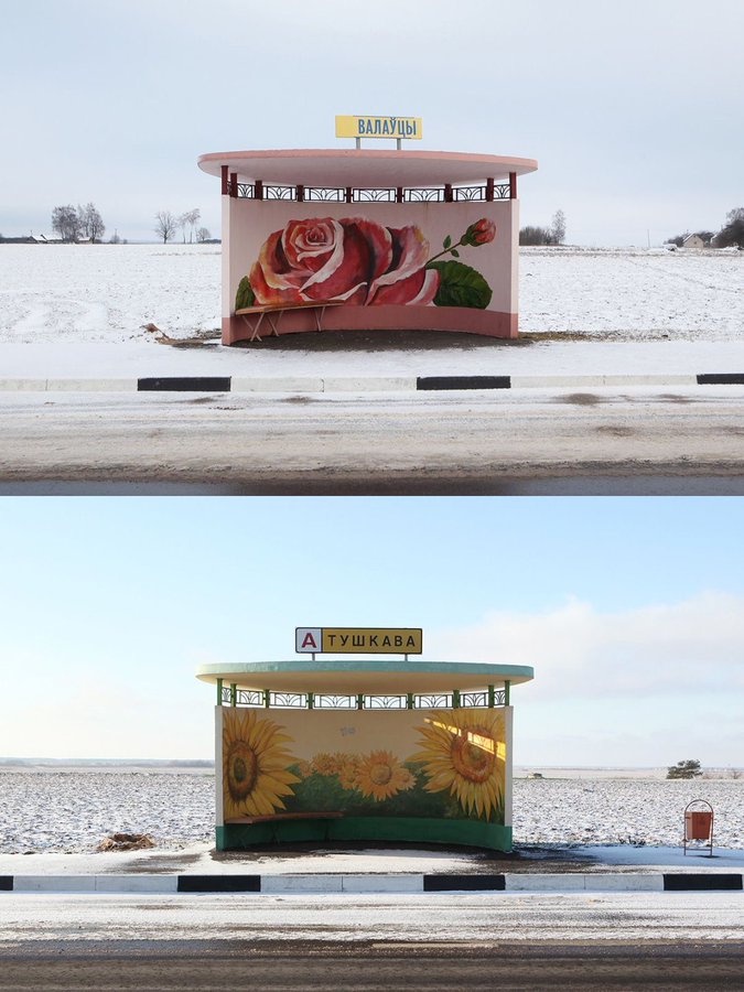 Belarus’ painted bus stops transform everyday waits into encounters with art.