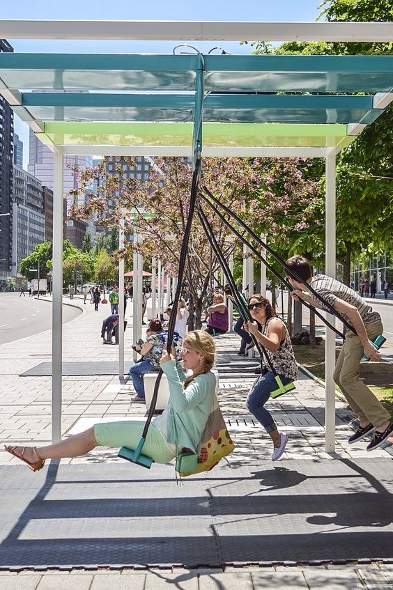 Montreal’s swing bus stop adds a touch of fun and playfulness to public transport.