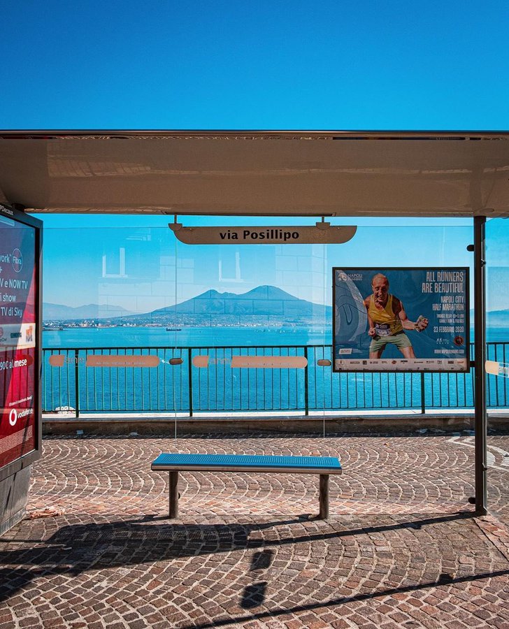 Naples' bus stops capture the essence of the city's rich history and vibrant culture.