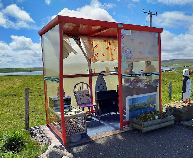 Bobby’s Bus Shelter in the Shetland Islands is a whimsical haven for travellers.